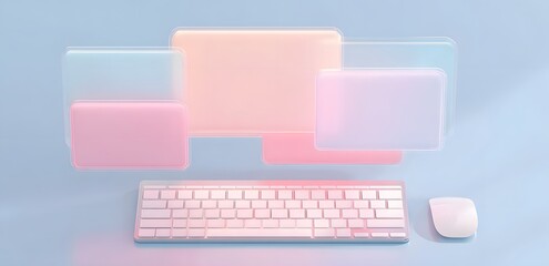 glowing 3d app prototype background with floating ui screens