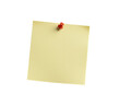 © MdRois - Yellow sticky note with red pin isolated on transparent background
