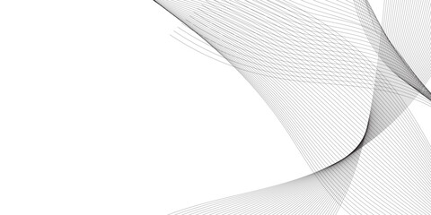 Wall Mural - minimalist abstract wave design consisting of smooth, flowing black and gray lines on a white backgr