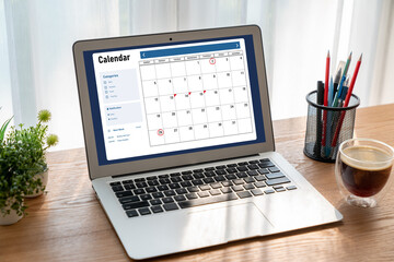 Wall Mural - calendar on computer software application for modish schedule planning for personal organizer and on