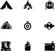 © Imran - Vector camping hiking backpacking outdoors adventure equipment icons set for travel and exploration 100