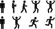© Ahmed - stick figure man icon, people waving their hands, human silhouettes isolated, basic poses set
