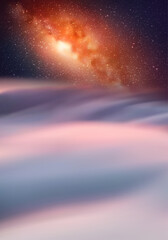 Sticker - clouds and starry sky. natural background with fog waves and milky way
