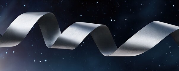 Wall Mural - silver ribbon floating on a background resembling outer space with star effect