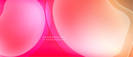 Wall Mural - Abstract fluid shapes, vibrant pinks, oranges, whites blend. Modern design, smooth gradients create dynamic visual effect.