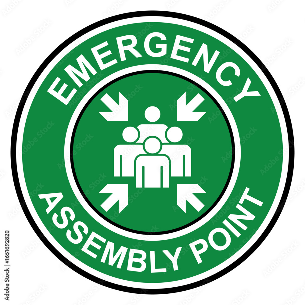 emergency assembly point sign printable round sign at factory template ...