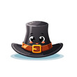 © Olga - Cute cartoon vector style illustration of a cheerful pilgrim hat with eyes and a smile