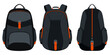 © Sombath - Vivid vector illustrations of a black rucksack shown in various styles.
