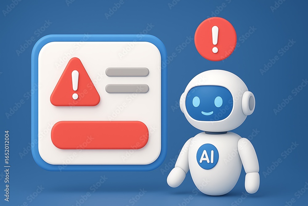 AI interface showing prompt error warning and system alert. AI prompt ...