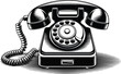 © abuzarnaqvii - Engraved rotary phone illustration showcases vintage communication technology with a classic design, perfect for retro themes and nostalgic projects, rendered in black and white.