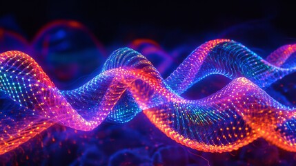Wall Mural - vibrant waves of color create a mesmerizing visual display. this digital artwork captures the essenc
