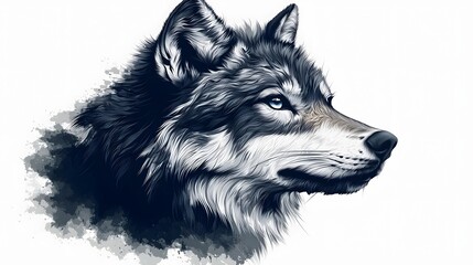  Intense wolf tattoo with piercing eyes and geometric tribal fusion