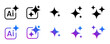 © masudrwd - Generative ai sparkle icon set for adobe illustrator, vector collection of clean star symbols, shiny glitter effects in black and gradient for new magic features