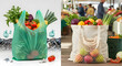 © kelum - Fresh produce packed in reusable grocery bags for sustainable shopping at a vibrant farmers market, promoting healthy eating and environmental consciousness for a modern lifestyle