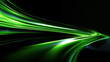 © tl6781 - green light trails sweep across a dark background in a fluid, wave-like motion, evoking energy, speed, and futuristic elegance