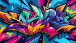 © Damini - Vibrant Graffiti Art with Bold Colors and Dynamic Lines on Abstract Background