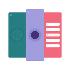 Modern mobile app interface design with three different screens.