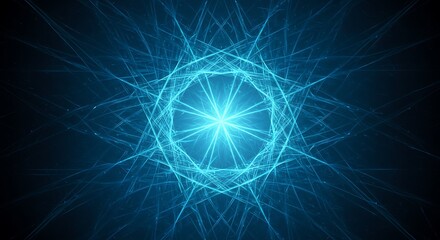 A futuristic star-shaped object with radiating light and patterns