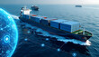 © Yasin - A modern cargo ship sails through the ocean, symbolizing global trade and digital connectivity.