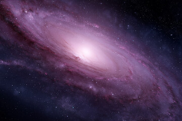 Wall Mural - A spiral galaxy with a bright pink center