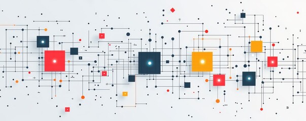 Wall Mural - abstract neural network digital connections demonstration on white background