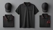 © Tanvir - corporate Identity constructor workwear black Corporate Work Shirts,t-shirt and cap templates design. uniform for company. .