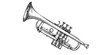 © O&Rainy STUDIO - Black and white drawing of a trumpet