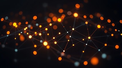 An abstract network of glowing nodes and connections, creating a futuristic visual effect.