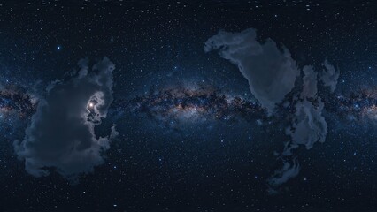 Wall Mural - Night sky filled with stars and clouds, panoramic view of the cosmos with nebulae and galaxies, image elements provided by space agency