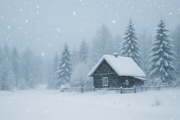Wall Mural - snow-covered village during a silent winter day captured in high resolution