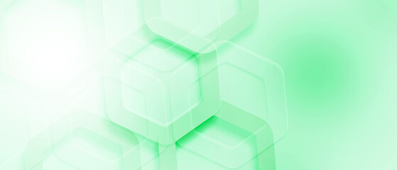 Wall Mural - minimalistic green abstract background with hexagonal lines and soft gradients
