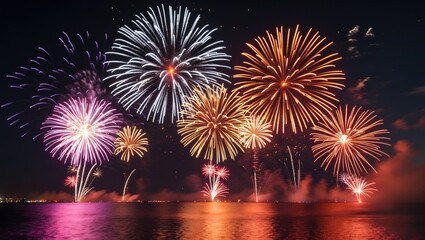 Wall Mural - bright fireworks lighting up a celebratory evening