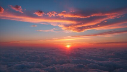 Wall Mural - breathtaking evening sky with vibrant clouds in a wide-angle scene