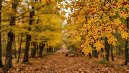Wall Mural - seasonal nature banner showcasing bright autumn leaves