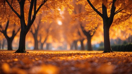 Wall Mural - Autumn-themed orange background with a soft focus