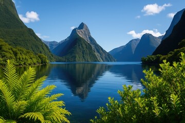 Wall Mural - lush greenery surrounding milford sound