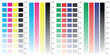 © Tartila - CMYK color scale. Print test chart color process separation swatch with percentages of Cyan, Magenta, Yellow and Key black inks. Vector CMYK test print table