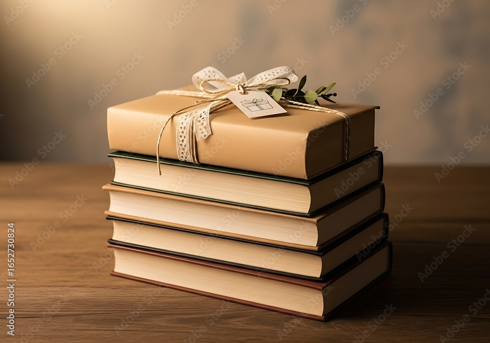 National read a book day a stack of books, with the top one wrapped as ...