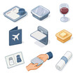 © Дар'я Солтис - Glass table mini icon handoff airline salt meal plastic pepper icons vector