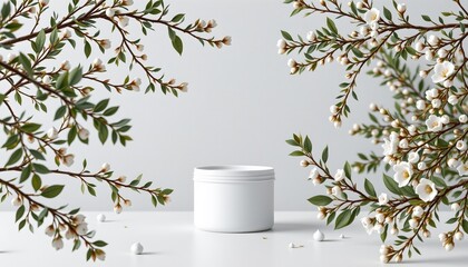 A hyper realistic mockup of an isolated white plastic container on a white background using LightWave 3D software