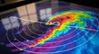 © Andri - A colorful weather radar or heat map displayed on a screen with a radial grid overlay and a 'T' symbol in the center.