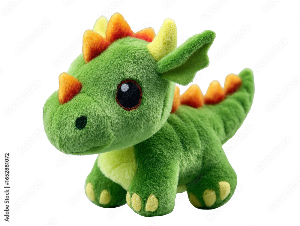Adorable green dragon plush toy for kids and collectors on a ...