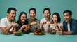© ekam - Group of Asian Friends Enjoying Satay Skewers Together