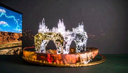 Crystal archways on ornate tray