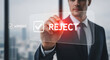 © Nimra - Application Rejected Notice with Red Neon Prohibited Sign on Transparent Screen