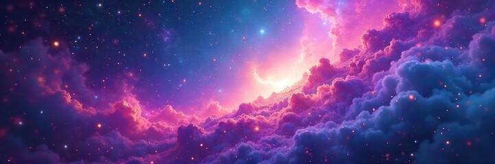 Wall Mural - Ethereal, iridescent hues swirl in a mystical nebula, creating a captivating display of otherworldly color Perfect for fantasy, magic, and cosmic themes , surreal, ethereal, space art