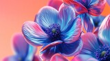 3D illustration of a colorful flower, with blue, purple -