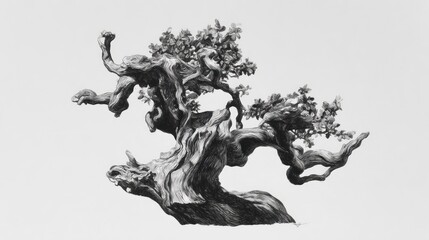  Detailed illustration of a bonsai tree.