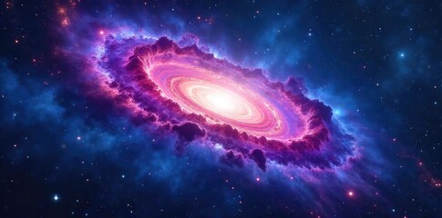 Wall Mural - Vibrant Nebula Swirling in Blues and Purples A Cosmic Andromeda-like Galaxy