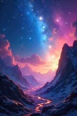 Wall Mural - Swirling nebulae of iridescent colors blend into an ethereal landscape, creating a dreamscape of otherworldly beauty and mystery Perfect for fantasy, sci-fi, or spiritual projects , galaxy, stars